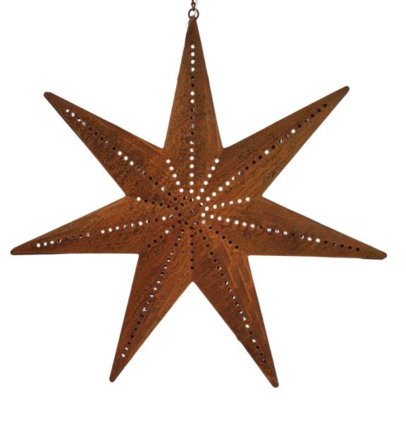 Metallstern in Rostoptik mit LED Lichterkette 30,5 cm zum hängen